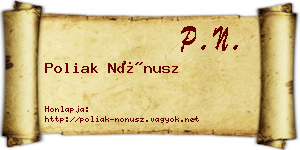 Poliak Nónusz névjegykártya